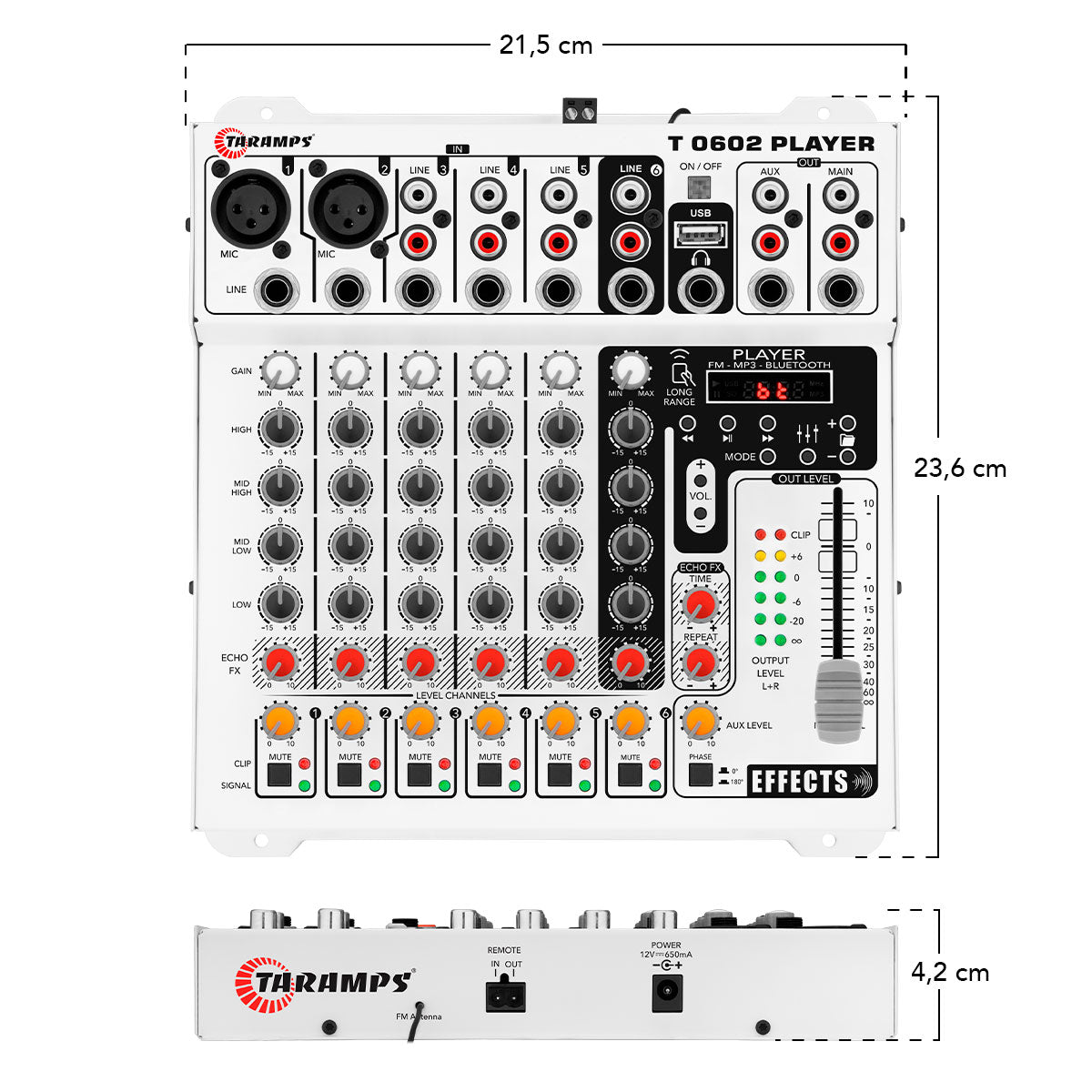 Mesa de Som Taramps T 0602 Player 6 Canais com Efeito Echo FX Mesa de Som Taramps T 0602 Player 6 Canais com Efeito Echo FX